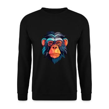 Bonobo Colorful Watercolor Cartoon Kawaii Animal - Unisex Sweatshirt - black - Front - Alina (178cm) & Michal (187cm)