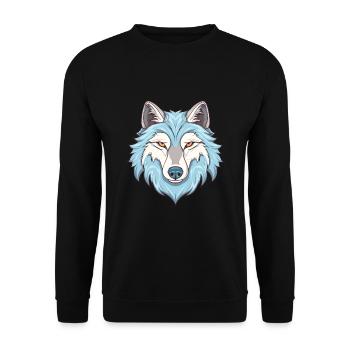 Loup Arctique Aquarelle Colorée Dessin Animé Kawaii Ani - Sweat-shirt Unisexe - noir - Devant - Alina (178cm) & Michal (187cm)