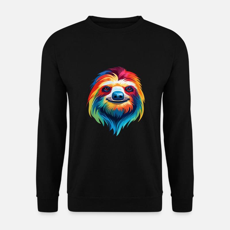 Faultier buntes Aquarell Cartoon Kawaii Tier - Unisex Pullover - Schwarz