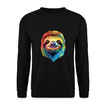 Faultier buntes Aquarell Cartoon Kawaii Tier - Unisex Pullover - Schwarz - Vorne - Alina (178cm) & Michal (187cm)