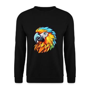 Parrot Colorful Watercolor Cartoon Kawaii Animal - Unisex Sweatshirt - black - Front - Alina (178cm) & Michal (187cm)