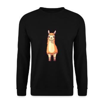 Llama Cute Cartoon Kawaii Watercolor Animal Pet - Unisex Sweatshirt - black - Front - Alina (178cm) & Michal (187cm)