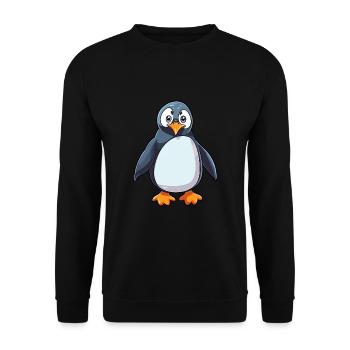 Pinguin Niedliche Karikatur Kawaii Aquarell Tier Haustier - Unisex Pullover - Schwarz - Vorne - Alina (178cm) & Michal (187cm)