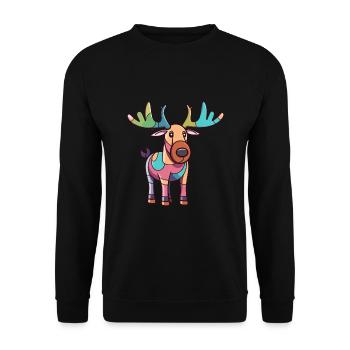 Moose Cute Cartoon Kawaii Watercolor Animal Pet - Unisex Sweatshirt - black - Front - Alina (178cm) & Michal (187cm)