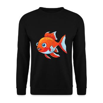 Fisch niedliche Karikatur Kawaii Aquarell Tier Haustier - Unisex Pullover - Schwarz - Vorne - Alina (178cm) & Michal (187cm)