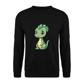 Dragon Mignon Dessin Animé Kawaii Aquarelle Animal De Compagnie - Sweat-shirt Unisexe - noir - Devant - Alina (178cm) & Michal (187cm)