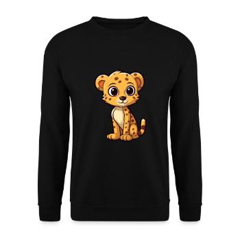 Gepard Niedliche Karikatur Kawaii Aquarell Tier Haustier - Unisex Pullover - Schwarz - Vorne - Alina (178cm) & Michal (187cm)