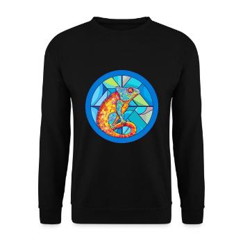 Chameleon Stained Glass Colorful Cartoon Kawaii An - Unisex Sweatshirt - black - Front - Alina (178cm) & Michal (187cm)