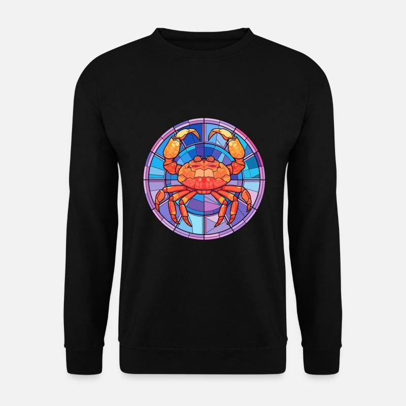 Krabben-Buntglas-Cartoon-Kawaii-Tier - Unisex Pullover - Schwarz