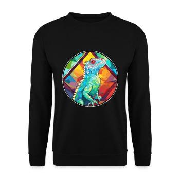 Iguane vitrail coloré dessin animé Kawaii Anima - Sweat-shirt Unisexe - noir - Devant - Alina (178cm) & Michal (187cm)