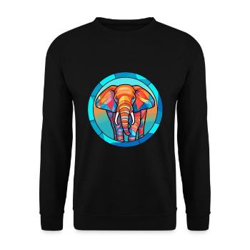 Elefant Buntes Glas Bunte Karikatur Kawaii Ani - Unisex Pullover - Schwarz - Vorne - Alina (178cm) & Michal (187cm)