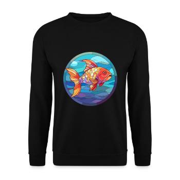 Poisson vitrail coloré dessin animé kawaii animal - Sweat-shirt Unisexe - noir - Devant - Alina (178cm) & Michal (187cm)