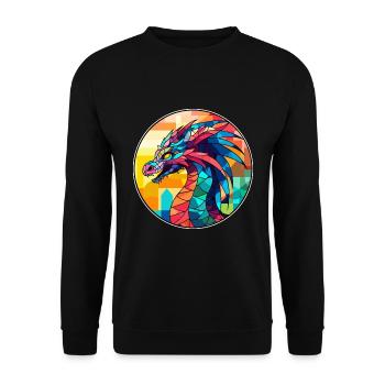 Drache Buntes Glas Bunte Karikatur Kawaii Anima - Unisex Pullover - Schwarz - Vorne - Alina (178cm) & Michal (187cm)