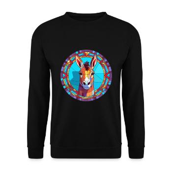 Donkey Stained Glass Colorful Cartoon Kawaii Anima - Unisex Sweatshirt - black - Front - Alina (178cm) & Michal (187cm)