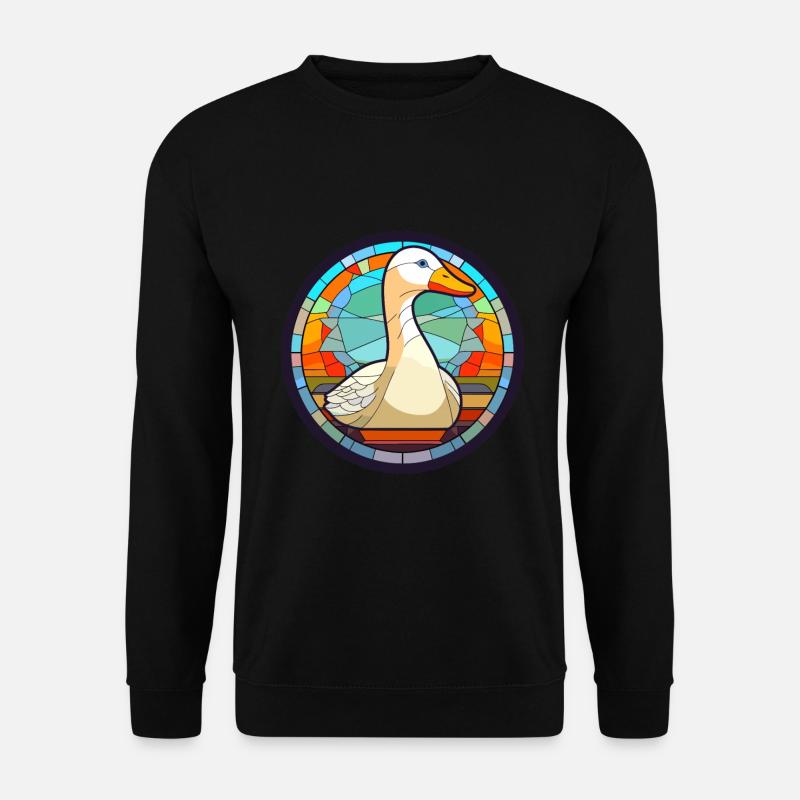 Gänse-Buntglas-Cartoon-Kawaii-Tier - Unisex Pullover - Schwarz