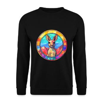 Kangaroo Stained Glass Colorful Cartoon Kawaii Ani - Unisex Sweatshirt - black - Front - Alina (178cm) & Michal (187cm)