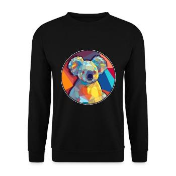 Koala Buntglas Bunte Karikatur Kawaii Tier - Unisex Pullover - Schwarz - Vorne - Alina (178cm) & Michal (187cm)