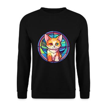 Chaton vitrail coloré dessin animé Kawaii Anima - Sweat-shirt Unisexe - noir - Devant - Alina (178cm) & Michal (187cm)