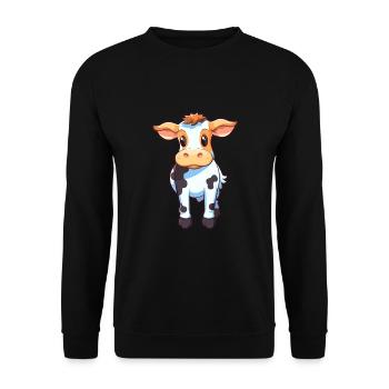 Vache Mignon Dessin Animé Kawaii Aquarelle Animal Animal De Compagnie - Sweat-shirt Unisexe - noir - Devant - Alina (178cm) & Michal (187cm)