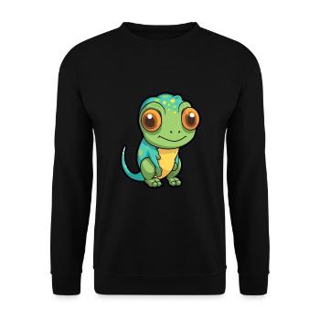 Chameleon Cute Cartoon Kawaii Watercolor Animal Pe - Unisex Sweatshirt - black - Front - Alina (178cm) & Michal (187cm)