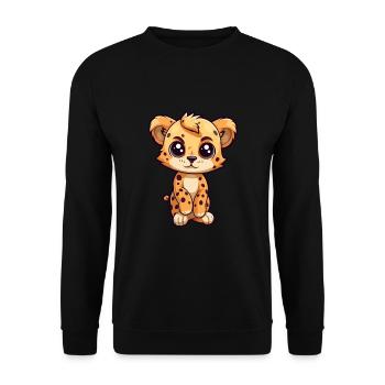 Gepard Niedliche Karikatur Kawaii Aquarell Tier Haustier - Unisex Pullover - Schwarz - Vorne - Alina (178cm) & Michal (187cm)