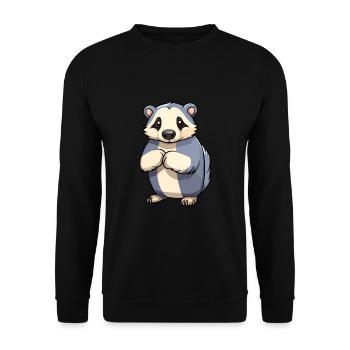 Blaireau Mignon Dessin Animé Kawaii Aquarelle Animal Animal De Compagnie - Sweat-shirt Unisexe - noir - Devant - Alina (178cm) & Michal (187cm)