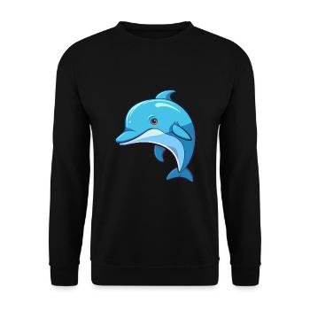 Delfin niedliche Karikatur Kawaii Aquarell Tier Haustier - Unisex Pullover - Schwarz - Vorne - Alina (178cm) & Michal (187cm)