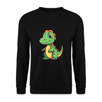 Dinosaur Cute Cartoon Kawaii Watercolor Animal Pet - Unisex Sweatshirt - black - Front - Alina (178cm) & Michal (187cm)