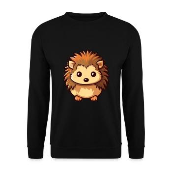 Hedgehog Cute Cartoon Kawaii Watercolor Animal Pet - Unisex Sweatshirt - black - Front - Alina (178cm) & Michal (187cm)