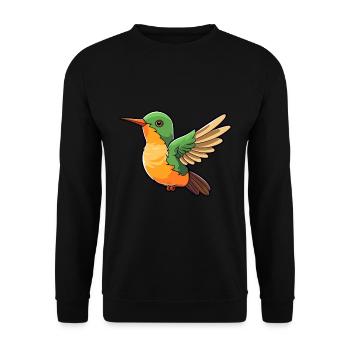 Colibri mignon dessin animé kawaii aquarelle Animal - Sweat-shirt Unisexe - noir - Devant - Alina (178cm) & Michal (187cm)