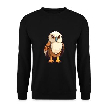 Hawk Cute Cartoon Kawaii Watercolor Animal Pet - Unisex Sweatshirt - black - Front - Alina (178cm) & Michal (187cm)