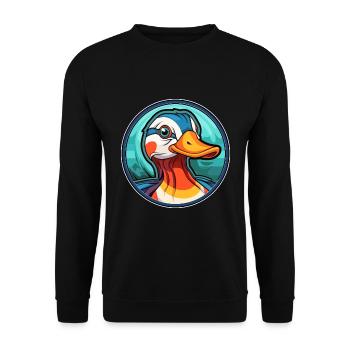 Canard mandarin vitrail coloré Cartoon Kawai - Sweat-shirt Unisexe - noir - Devant - Alina (178cm) & Michal (187cm)