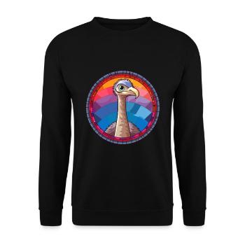 Autruche vitrail coloré dessin animé Kawaii Anim - Sweat-shirt Unisexe - noir - Devant - Alina (178cm) & Michal (187cm)