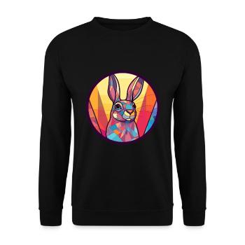 Rabbit Stained Glass Colorful Cartoon Kawaii Anima - Unisex Sweatshirt - black - Front - Alina (178cm) & Michal (187cm)