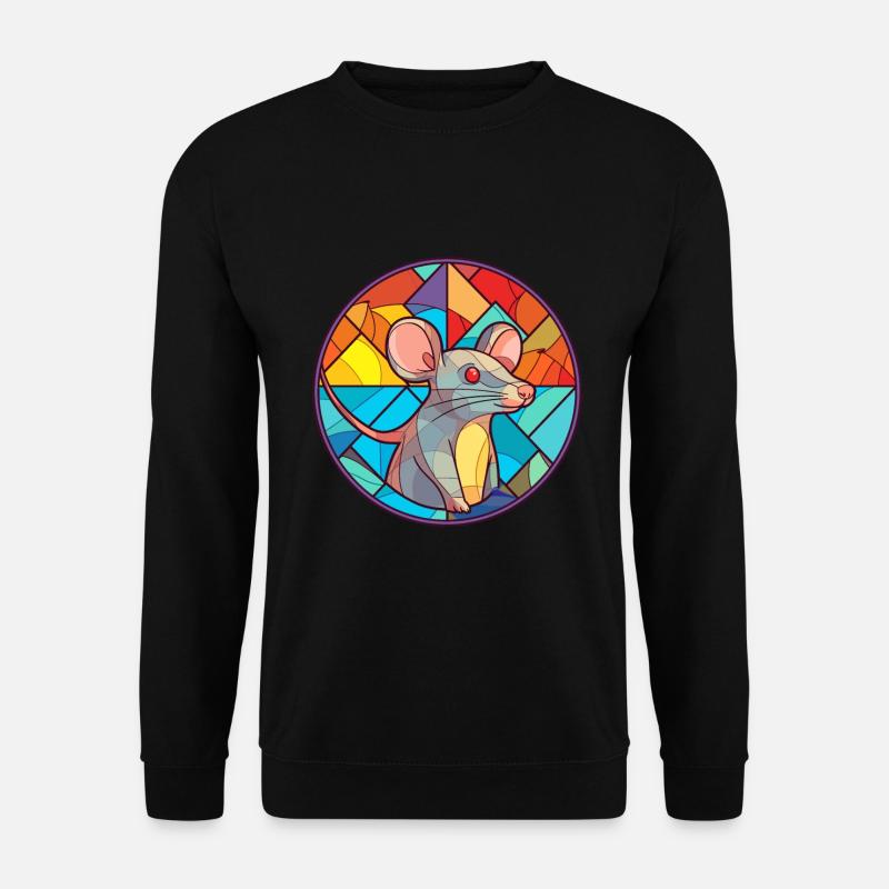Ratten-Buntglas-Cartoon-Kawaii-Tier - Unisex Pullover - Schwarz