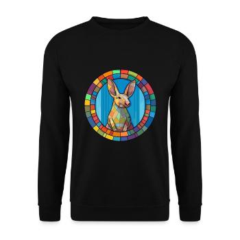 Erdferkel Buntglas Buntes Cartoon Kawaii Haustier - Unisex Pullover - Schwarz - Vorne - Alina (178cm) & Michal (187cm)
