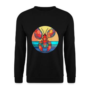 Lobster Stained Glass Colorful Cartoon Kawaii Anim - Unisex Sweatshirt - black - Front - Alina (178cm) & Michal (187cm)