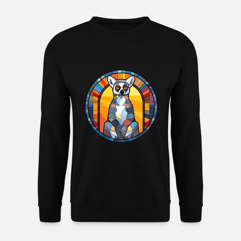 Lemur Buntglas Bunte Karikatur Kawaii Tier - Unisex Pullover - Schwarz