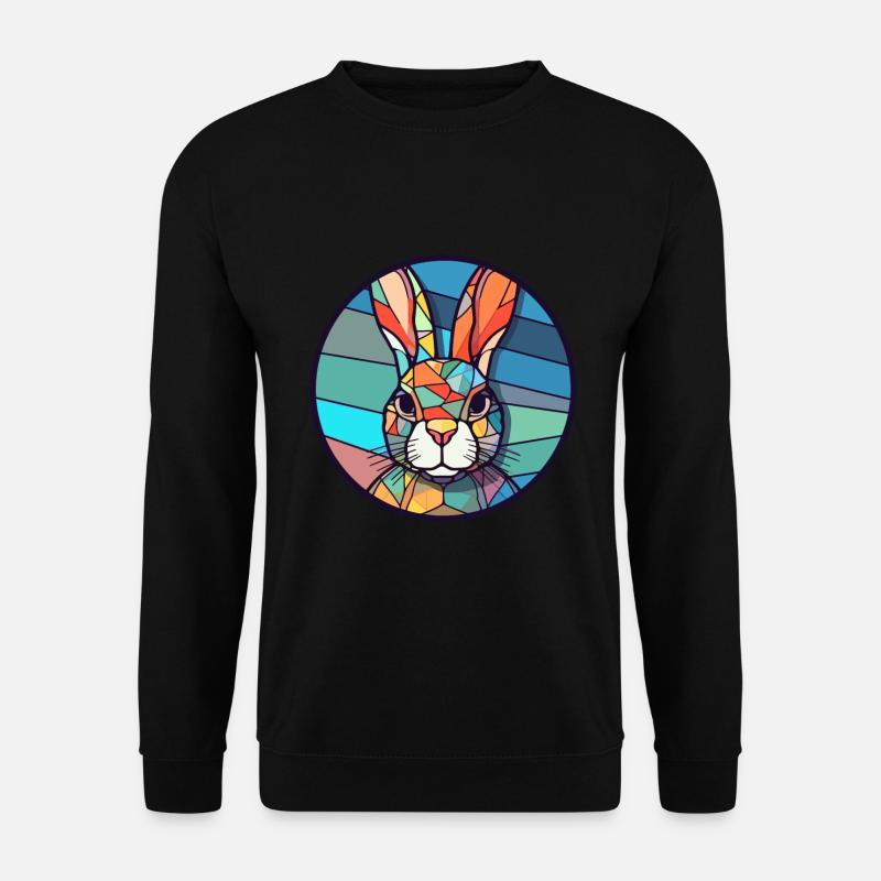 Hasen-Buntglas-Bunt-Cartoon-Kawaii-Tier - Unisex Pullover - Schwarz