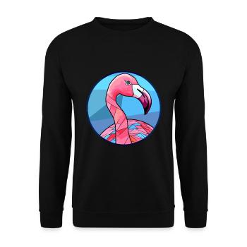Flamingo Buntes Glas Bunte Karikatur Kawaii Ani - Unisex Pullover - Schwarz - Vorne - Alina (178cm) & Michal (187cm)