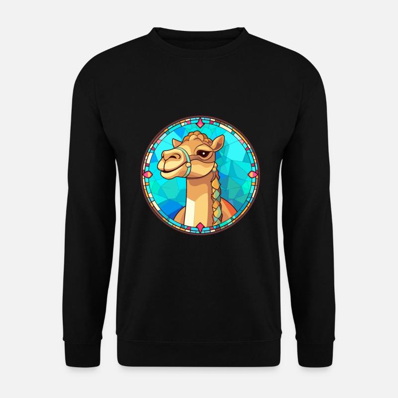 Kamel-Buntglas-Bunt-Cartoon-Kawaii-Tier - Unisex Pullover - Schwarz