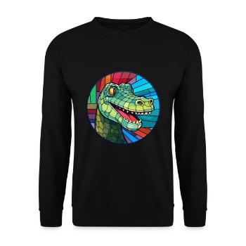 Crocodile vitrail coloré dessin animé Kawaii An - Sweat-shirt Unisexe - noir - Devant - Alina (178cm) & Michal (187cm)