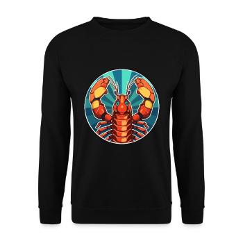 Lobster Stained Glass Colorful Cartoon Kawaii Anim - Unisex Sweatshirt - black - Front - Alina (178cm) & Michal (187cm)