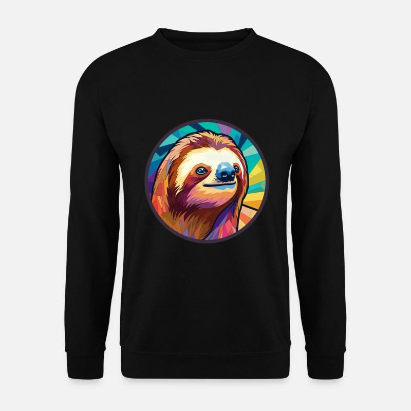 Faultier Buntes Buntes Cartoon-Kawaii-Tier - Unisex Pullover - Schwarz