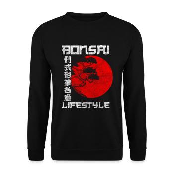 Japan Yoga Pflanze - Unisex Pullover - Schwarz - Vorne - Alina (178cm) & Michal (187cm)