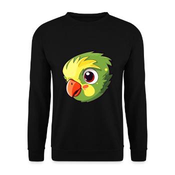 Papagei Niedlich Glücklich Kawaii Cartoon Clipart Tier - Unisex Pullover - Schwarz - Vorne - Alina (178cm) & Michal (187cm)