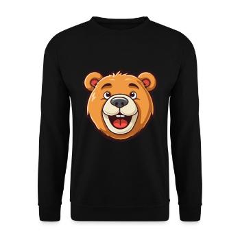 Bär Niedlich Glücklich Kawaii Cartoon Clipart Tier - Unisex Pullover - Schwarz - Vorne - Alina (178cm) & Michal (187cm)
