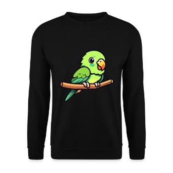Papagei Niedlich Glücklich Kawaii Cartoon Clipart Tier - Unisex Pullover - Schwarz - Vorne - Alina (178cm) & Michal (187cm)