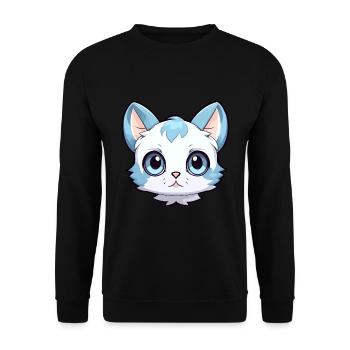 Aegean Cat Cute Happy Kawaii Cartoon Clipart Anima - Unisex Sweatshirt - black - Front - Alina (178cm) & Michal (187cm)