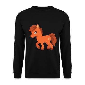 pferd niedlich glücklich kawaii cartoon clipart tier - Unisex Pullover - Schwarz - Vorne - Alina (178cm) & Michal (187cm)